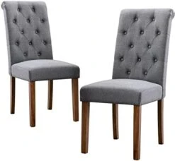 COLAMY Tufted Dining Chairs Set Of 4, Upholstered Parsons Dining Room Chairs, Fabric Kitchen Side Chair With Wood Legs - Dark Beige -Songmics Furniture Shop 41B gg2VJ2L. AC