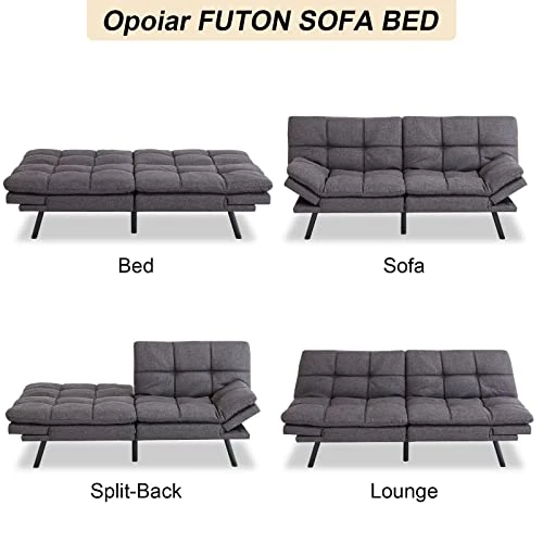 Opoiar Futon Sofa Bed Memory Foam Futon Couch Sleeper Sofa Convertible Fabric 71 Inch Futons Grey With Arm Rest, Metal Legs, Living Room Small & Compact Spaces, Easy Assembly 5 Opoiar Futon Sofa Bed Memory Foam Futon Couch Sleeper Sofa Convertible Fabric 71 Inch Futons Grey With Arm Rest, Metal Legs, Living Room Small & Compact Spaces, Easy Assembly - Image 5