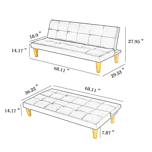 Majnesvon Modern Fabric Sofa Bed Futon With Chrome Legs Convertible Folding Sofa Bed, 3 Angles Adjustable Back For Compact Living Spaces,Apartments Office Dorms, Red 2 Majnesvon Modern Fabric Sofa Bed Futon With Chrome Legs Convertible Folding Sofa Bed, 3 Angles Adjustable Back For Compact Living Spaces,Apartments Office Dorms, Red - Image 2