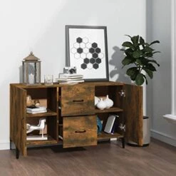 Youuihom Sideboard Living Room Decorative Furniture Kitchen Storage Cabinets Console Smoked Oak 39.4"x14.2"x23.6" Engineered Wood Suitable For Office, Home, Garage, Dining Room -Songmics Furniture Shop 41B3a0wRuPL
