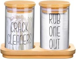 4 Pack Qtip Holder Glass Dispenser With Bamboo Lids For Bathroom Organization, Apothecary Jars For Cotton Ball Holder And Bathroom Canister Storage Great For Cotton Swabs, Balls, Floss, Bathroom Décor -Songmics Furniture Shop 41B8QZBx4 L. AC