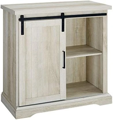 Walker Edison Carson Modern Farmhouse Sliding Slat Door Storage Cabinet, 32 Inch, Grey Wash 3 Walker Edison Carson Modern Farmhouse Sliding Slat Door Storage Cabinet, 32 Inch, Grey Wash - Image 3