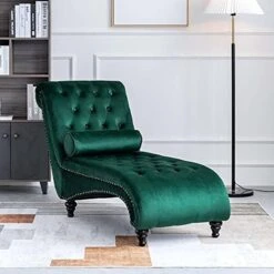 ONPNO Tufted Velvet Chaise Lounge Indoor, Leisure Accent Chair Upholstered Couch With Toss Pillow For Bedrooom Living (Blue) 15 ONPNO Tufted Velvet Chaise Lounge Indoor, Leisure Accent Chair Upholstered Couch With Toss Pillow For Bedrooom Living (Blue) -Songmics Furniture Shop 41BBctzhEL. AC