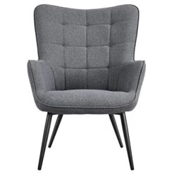 Topeakmart Accent Chair With Ottoman Set Upholstered Living Room Chair Fabric Arm Chair With Foot Rest Sofa Chair And Ottoman Set For Living Room Bedroom Office Grey -Songmics Furniture Shop 41BENQBeptL