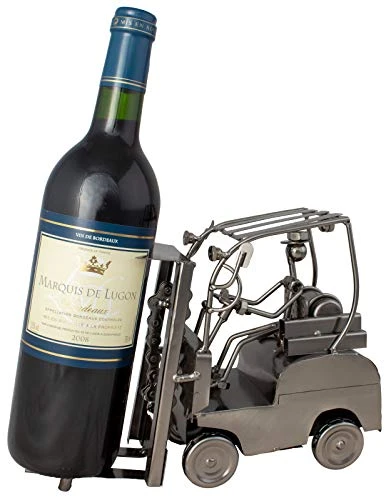 BRUBAKER Wine Bottle Holder 'Forklift' - Table Top Metal Sculpture - With Greeting Card 2 BRUBAKER Wine Bottle Holder 'Forklift' - Table Top Metal Sculpture - With Greeting Card - Image 2