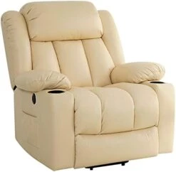 LEISLAND Power Lift Chairs Recliners For Elderly, Breathable Leather Recliner Chairs With Massage And Heat, Lay Flat Sleeper Chair With Cup Holder,OKIN Motor,USB Charge Port, Remote Control(Beige) -Songmics Furniture Shop 41BG1vN2y4L. AC