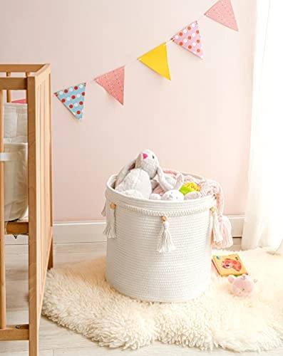 Mkono Macrame Magazine Rack And Macrame Laundry Basket Nursery Storage Bin Organizer Boho Decor For Bedroom Livingroom Dorm 3 Mkono Macrame Magazine Rack And Macrame Laundry Basket Nursery Storage Bin Organizer Boho Decor For Bedroom Livingroom Dorm - Image 3