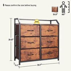 KATHY&BOB 6 Drawer Dresser, Chest Of Drawers Clothes Organizer With Wood Top And Pull Handle, Dresser For Bedroom, Living Room, Hallway -Songmics Furniture Shop 41BGa55RDuL
