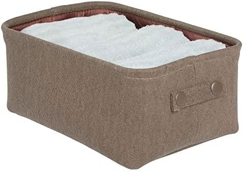 MDesign Narrow Fabric Storage Bin Basket With Handles For Bathroom Closet, Vanity, Cabinet, Cubby, Countertop, Tall Slim Baskets For Towels, Toilet Tissue, Crane Collection - Light Gray 8 MDesign Narrow Fabric Storage Bin Basket With Handles For Bathroom Closet, Vanity, Cabinet, Cubby, Countertop, Tall Slim Baskets For Towels, Toilet Tissue, Crane Collection - Light Gray - Image 8