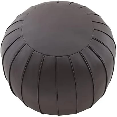 C COMFORTLAND Unstuffed Faux Leather Ottoman Pouf, Round Foot Rest Poof Ottomans, Floor Foot Stool Poufs, Bean Bag Chair Cover With Storage For Living Room, Bedroom, Or Wedding Gifts Orange 11 C COMFORTLAND Unstuffed Faux Leather Ottoman Pouf, Round Foot Rest Poof Ottomans, Floor Foot Stool Poufs, Bean Bag Chair Cover With Storage For Living Room, Bedroom, Or Wedding Gifts Orange - Image 11