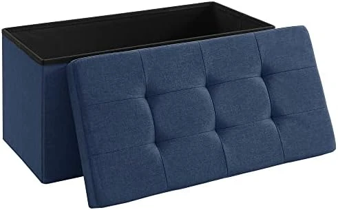 SONGMICS 30 Inches Folding Storage Ottoman Bench, Storage Chest, Foot Rest Stool, Navy Blue ULSF47IN 13 SONGMICS 30 Inches Folding Storage Ottoman Bench, Storage Chest, Foot Rest Stool, Navy Blue ULSF47IN - Image 13