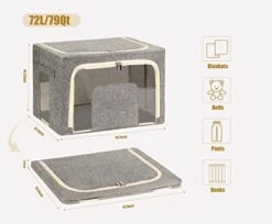 Furnhome 3 Pack Clothes Storage Organizer, Large Storage Bins For Closet, Foldable Clothing Storage Bins For Shelves With Zippers & Clear Window & Reinforced Handles-72L, Grey. 13 Furnhome 3 Pack Clothes Storage Organizer, Large Storage Bins For Closet, Foldable Clothing Storage Bins For Shelves With Zippers & Clear Window & Reinforced Handles-72L, Grey. -Songmics Furniture Shop 41BQteSiQAL