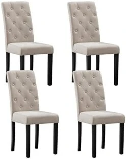 CRECQ Fabric Dining Chairs,Modern Tufted Solid Wood Padded Parsons Chair For Dining Room Set Of 6(Cream) 19 CRECQ Fabric Dining Chairs,Modern Tufted Solid Wood Padded Parsons Chair For Dining Room Set Of 6(Cream) -Songmics Furniture Shop 41BSn2bzoPL. AC