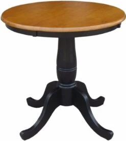 International Concepts 30" Round Top Pedestal Dining Table, Black/Cherry