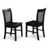 East West Furniture NFC-BLK-W Dining Room Chairs, Wood Seat