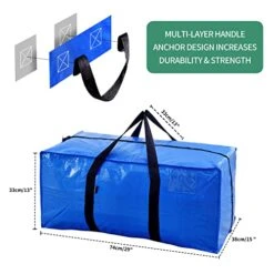 7-Pack Heavy Duty Extra Large Moving Bags W/Reinforced Handles & Zippers, Storage Totes For Space Saving, Alternative To Moving Box, Packing & Moving Supplies - Blue -Songmics Furniture Shop 41BYcYA1MuL