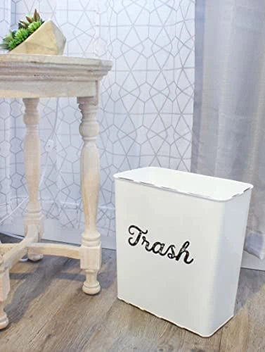 AuldHome White Enamel Trash Can, Rustic Farmhouse Wastebasket For Bathroom, Bedroom, Or Office 4 AuldHome White Enamel Trash Can, Rustic Farmhouse Wastebasket For Bathroom, Bedroom, Or Office - Image 4