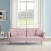 AOCOROE 69.7" Loveseat Couch, Futon Sofa Bed Day Bed With Tufting.Twin Size Convertible Small Velvet Futon Couch Sleep For Small Living Room, Apartment, No Mattress Needed.