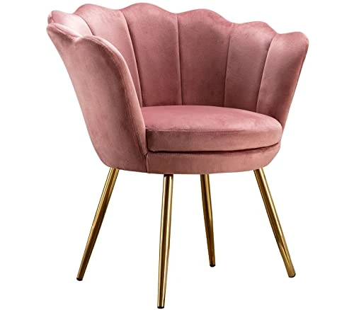 Chairus Living Room Chair, Mid Century Modern Retro Leisure Velvet Accent Chair With Golden Metal Legs, Vanity Chair For Bedroom Dresser, Upholstered Guest Chair(Antique Pink) 1 Chairus Living Room Chair, Mid Century Modern Retro Leisure Velvet Accent Chair With Golden Metal Legs, Vanity Chair For Bedroom Dresser, Upholstered Guest Chair(Antique Pink)