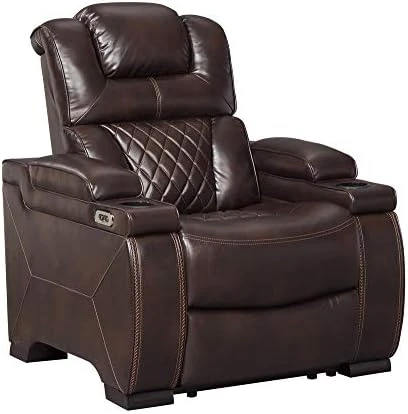 Signature Design By Ashley Warnerton Faux Leather Power Reclining Loveseat With Center Console, Brown 6 Signature Design By Ashley Warnerton Faux Leather Power Reclining Loveseat With Center Console, Brown - Image 6