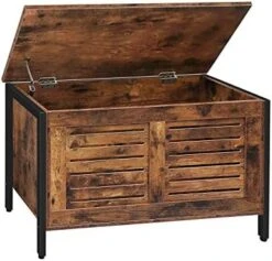 HOOBRO Storage Chest, Wooden Toy Chest, Retro Toy Box Organizer With Safety Hinge, Sturdy Storage Bench, Metal Frame, Supports 220 Lb, Louvered Door, Rustic Brown BF85CW01G1 -Songmics Furniture Shop 41BprfRYRrL. AC