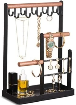 ProCase Jewelry Organizer Stand Holder, 4-Tier Tower Rack With Earring Tray And Holes, 10 Hooks Necklaces Hanging Storage Tree Display For Bracelets Watches Earrings Rings -Black 12 ProCase Jewelry Organizer Stand Holder, 4-Tier Tower Rack With Earring Tray And Holes, 10 Hooks Necklaces Hanging Storage Tree Display For Bracelets Watches Earrings Rings -Black -Songmics Furniture Shop 41BtcBfZzYL. AC