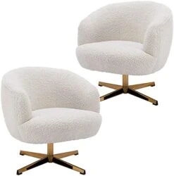 DUOMAY Modern Accent Chair With Ottoman, Sherpa Upholstered Barrel Chair With Footrest, Comfy Lounge Chair Single Sofa Armchair Club Chair For Living Room Bedroom Office, White -Songmics Furniture Shop 41Bw1eCD5HL. AC