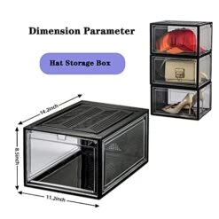 Starogegc Hat Organizer, 3Pack Clear Plastic Hat Storage With Magnetic Door, Stackable Hat Organizer Baseball Cap, Baseball Hat Storage, Hat Case, Cap Storage(X-Large)-Black&Clear 7 Starogegc Hat Organizer, 3Pack Clear Plastic Hat Storage With Magnetic Door, Stackable Hat Organizer Baseball Cap, Baseball Hat Storage, Hat Case, Cap Storage(X-Large)-Black&Clear -Songmics Furniture Shop 41BwHQqC85L