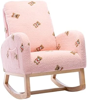 Setawix Rocking Chair For Nursery, Midcentury Modern Accent Rocker Armchair With Side Pocket, Upholstered High Back Wooden Rocking Chair For Living Room Baby Room Bedroom (Yellow - Velvet) 14 Setawix Rocking Chair For Nursery, Midcentury Modern Accent Rocker Armchair With Side Pocket, Upholstered High Back Wooden Rocking Chair For Living Room Baby Room Bedroom (Yellow - Velvet) - Image 14