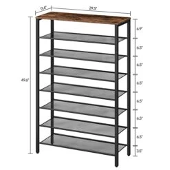 ALLOSWELL 8-Tier Shoe Rack, Shoe Organizer For Closet, Entryway, Large Capacity Shoe Shelf, 28-32 Pairs Of Shoes, Shoe Storage With Adjustable Metal Mesh Shelves, Stable Sturdy, Rustic Brown SRHR1801 12 ALLOSWELL 8-Tier Shoe Rack, Shoe Organizer For Closet, Entryway, Large Capacity Shoe Shelf, 28-32 Pairs Of Shoes, Shoe Storage With Adjustable Metal Mesh Shelves, Stable Sturdy, Rustic Brown SRHR1801 -Songmics Furniture Shop 41BxjdOuZvL