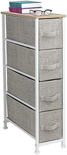 Sorbus Kids Narrow Dresser With 4 Drawers - Vertical Slim Storage Chest Of Drawers With Steel Frame, Wood Top & Easy Pull Fabric Bins For Small Spaces, Closets, Bedroom, Bathroom & Laundry 7 Sorbus Kids Narrow Dresser With 4 Drawers - Vertical Slim Storage Chest Of Drawers With Steel Frame, Wood Top & Easy Pull Fabric Bins For Small Spaces, Closets, Bedroom, Bathroom & Laundry - Image 7