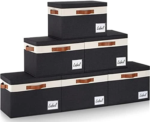 GhvyenntteS Large Storage Bins With Lids (3-Pack) Large Closet Storage Bins With Lid And 3 PU Handles, Foldable Fabric Storage Boxes With Label Window For Home Bedroom Office (Black, 15" X 11" X 9.7") 15 GhvyenntteS Large Storage Bins With Lids (3-Pack) Large Closet Storage Bins With Lid And 3 PU Handles, Foldable Fabric Storage Boxes With Label Window For Home Bedroom Office (Black, 15" X 11" X 9.7") - Image 15