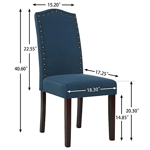 LSSPAID Dining Chairs Set Of 4, High Back Fabric Upholstered Parsons Dining Room Chairs, Nail Head Trim Dining Chair, Turquoise 2 LSSPAID Dining Chairs Set Of 4, High Back Fabric Upholstered Parsons Dining Room Chairs, Nail Head Trim Dining Chair, Turquoise - Image 2