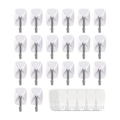 JELLYSUB 20 Hooks+40 Strips, Small Wire Toggle Hooks Value Pack, Organize Damage-Free Utility Hooks, Hanging Hooks Heavy Duty With Adhesive Strips, No Tools Wall Hooks For Hanging