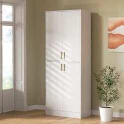 Cozy Castle 71" Tall Kitchen Pantry, Freestanding Pantry Cabinet With Adjustable Shelves And Doors For Kitchen, Dining Room, White -Songmics Furniture Shop 41C5FE64FdL. AC
