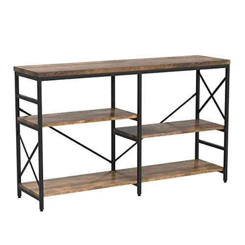 OIAHOMY Industrial Sofa Table,Console Table,3-Tier Industrial Rustic Hallway/Entryway Table,Easy Assembly,for Entryway, Living Room (Rustic Brown) 1 OIAHOMY Industrial Sofa Table,Console Table,3-Tier Industrial Rustic Hallway/Entryway Table,Easy Assembly,for Entryway, Living Room (Rustic Brown)