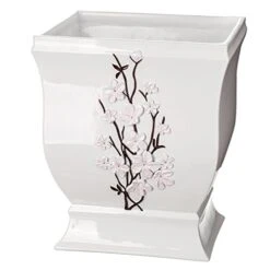 Creative Scents White Trash Can - Decorative Elegant Designed Wastebasket - Durable Small Bathroom Trash Can - Waste Basket For Bathroom, Powder Room, Bedroom Or Living Room Decor (Vanda Style) -Songmics Furniture Shop 41CBNE37M0L