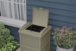 Suncast 33 Gallon Hideaway Trash Can For Patio - Resin Outdoor Trash With Lid - Use In Backyard, Deck, Or Patio - Dark Taupe 15 Suncast 33 Gallon Hideaway Trash Can For Patio - Resin Outdoor Trash With Lid - Use In Backyard, Deck, Or Patio - Dark Taupe -Songmics Furniture Shop 41CCeZSrCWL