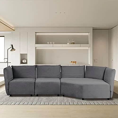 Melpomene Modular Sectional Sofa, Modern Minimalist 109" L-Shape 2 PC Free Combination Upholstered Sleeper Sofa Couch,White 9 Melpomene Modular Sectional Sofa, Modern Minimalist 109" L-Shape 2 PC Free Combination Upholstered Sleeper Sofa Couch,White - Image 9