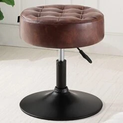 Furniliving Mid-Century Tufted Adjustable Swivel Makeup Ottoman Stool; Modern Big Size Round Vanity Stool Chair For Bedroom Living Room (White) -Songmics Furniture Shop 41CGPbTL7QL. AC