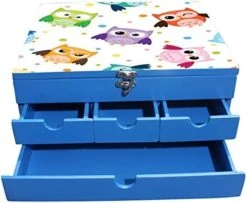 Enigmatic Woodworks Multi Drawer Wood Lotus Storage Box, Blue -Songmics Furniture Shop 41CMQoLisfL. AC