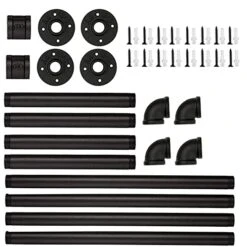 C&AHOME Industrial Pipe Clothes Rack, 2 Pack Clothing Rack Wall Mount 36’'L With 4 S-Shaped Hooks, MultiPurpose Detachable Hanging Bracket Rod, Space-Saving Heavy Duty Garment Rack Bar Black UPCRM02B -Songmics Furniture Shop 41CRHmAhLOL