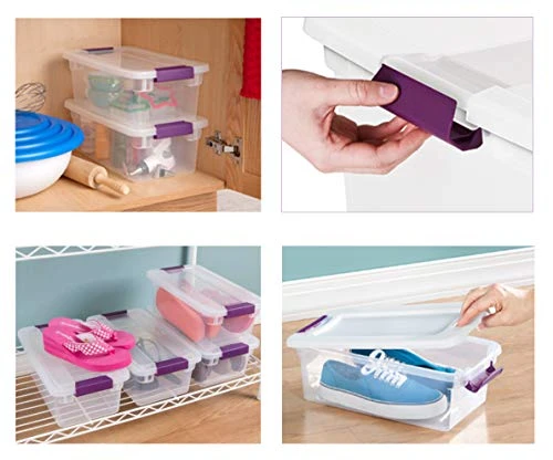 Peaknip - Sterilite 6 Quart Stackable Plastic Storage Bins With Lids And Latches (6 Pack) - Bundled With Labels And Marker 5 Peaknip - Sterilite 6 Quart Stackable Plastic Storage Bins With Lids And Latches (6 Pack) - Bundled With Labels And Marker - Image 5