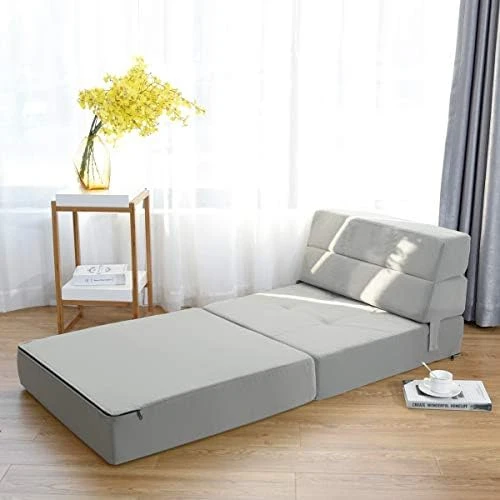 BestComfort Folding Chair Bed Floor Sofa Bed, Upholstered Guest Chaise Lounge Trifold Mattress For Bedroom Living Room Dorm Furniture, Video Gaming Sofa Bed Sleeper Convertible Chair (Gray) Grey 6 BestComfort Folding Chair Bed Floor Sofa Bed, Upholstered Guest Chaise Lounge Trifold Mattress For Bedroom Living Room Dorm Furniture, Video Gaming Sofa Bed Sleeper Convertible Chair (Gray) Grey - Image 6