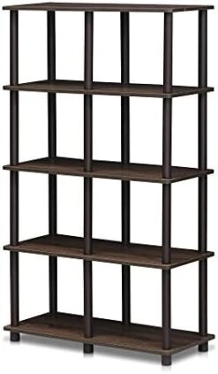 FURINNO 3 Shelves, Turn-N-Tube Ladder Space Shelf, Walnut/Brown -Songmics Furniture Shop 41CZq5UAzDL. AC