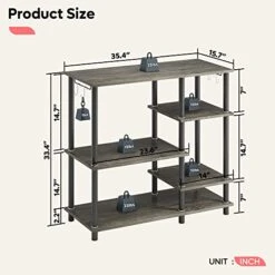 Bestier Kitchen Bakers Rack Industrial Coffee Bar Microwave Oven Stand Kitchen Shelf With Large Worktop Stable Steel Structure Corner Coffee Station With 4 Hooks Tool-Free Assembly, Gray 10 Bestier Kitchen Bakers Rack Industrial Coffee Bar Microwave Oven Stand Kitchen Shelf With Large Worktop Stable Steel Structure Corner Coffee Station With 4 Hooks Tool-Free Assembly, Gray -Songmics Furniture Shop 41CeuKsUBqL