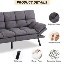 Opoiar Futon Sofa Bed Memory Foam Futon Couch Sleeper Sofa Convertible Fabric 71 Inch Futons Grey With Arm Rest, Metal Legs, Living Room Small & Compact Spaces, Easy Assembly 15 Opoiar Futon Sofa Bed Memory Foam Futon Couch Sleeper Sofa Convertible Fabric 71 Inch Futons Grey With Arm Rest, Metal Legs, Living Room Small & Compact Spaces, Easy Assembly -Songmics Furniture Shop 41Cfm9aDyHL