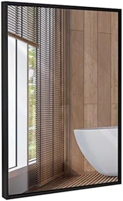 Hamilton Hills 30x40 Inch Black Framed Mirror | Large Rectangular Bathroom Mirrors For Wall | Floating Glass Panel Vanity With Border | Wall-Mounted Mirror For Decor | Hangs Horizontal Or Vertical -Songmics Furniture Shop 41Cgh4j9iIL. AC