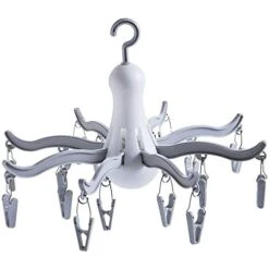 XIZHI Foldable Clip And Drip Hanger/Hanging Drying Rack - 16 Clips Socks Drying Rack For Drying Underwear Clothes,Socks,Bras,Towel,Pants,Hat,Grey