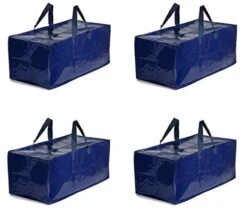 Earthwise Heavy Duty X-Large Moving Bags W/Backpack Straps Strong Handles & Zippers, Storage Totes For Space Saving, Fold Flat, Alternative To Moving Box, Made Of Recycled Material (Blue - Set Of 4)